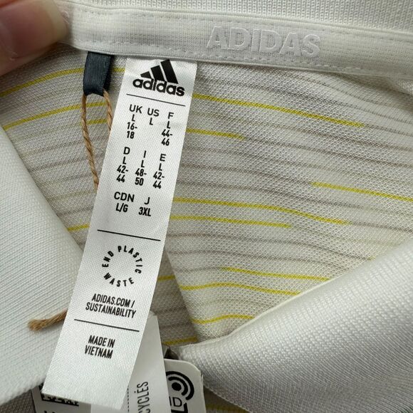 Adidas Golf Polo Shirt Women's Large White Yellow Short Sleeve Novelty HS6663 - Picture 15 of 16